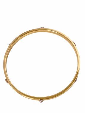 AUTH NEW COACH GOLD New York Bangle Bracelet Silver Studs with Tag & Dust Bag